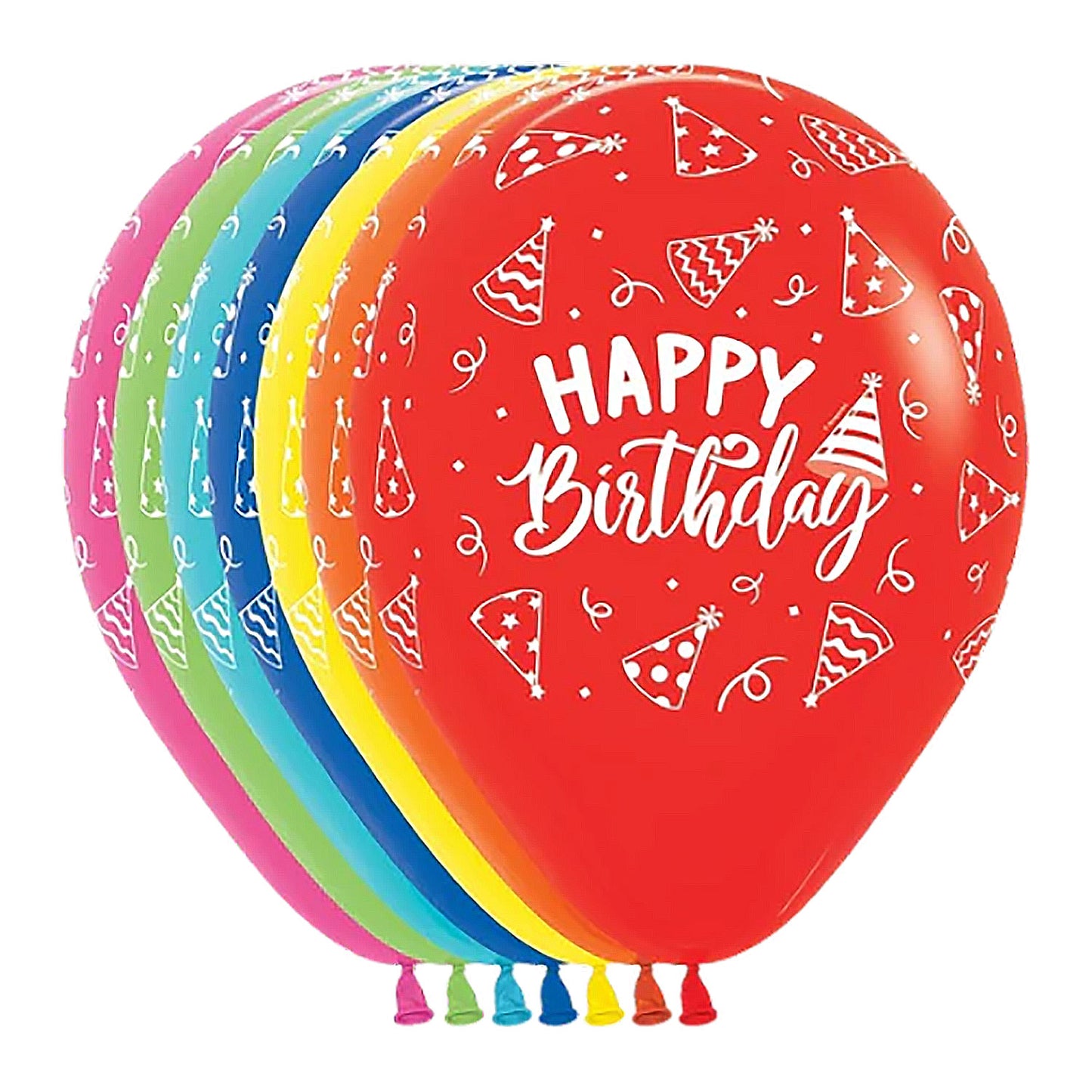 Assorted Birthday Hat Balloons - 11 Inch - 50 Count