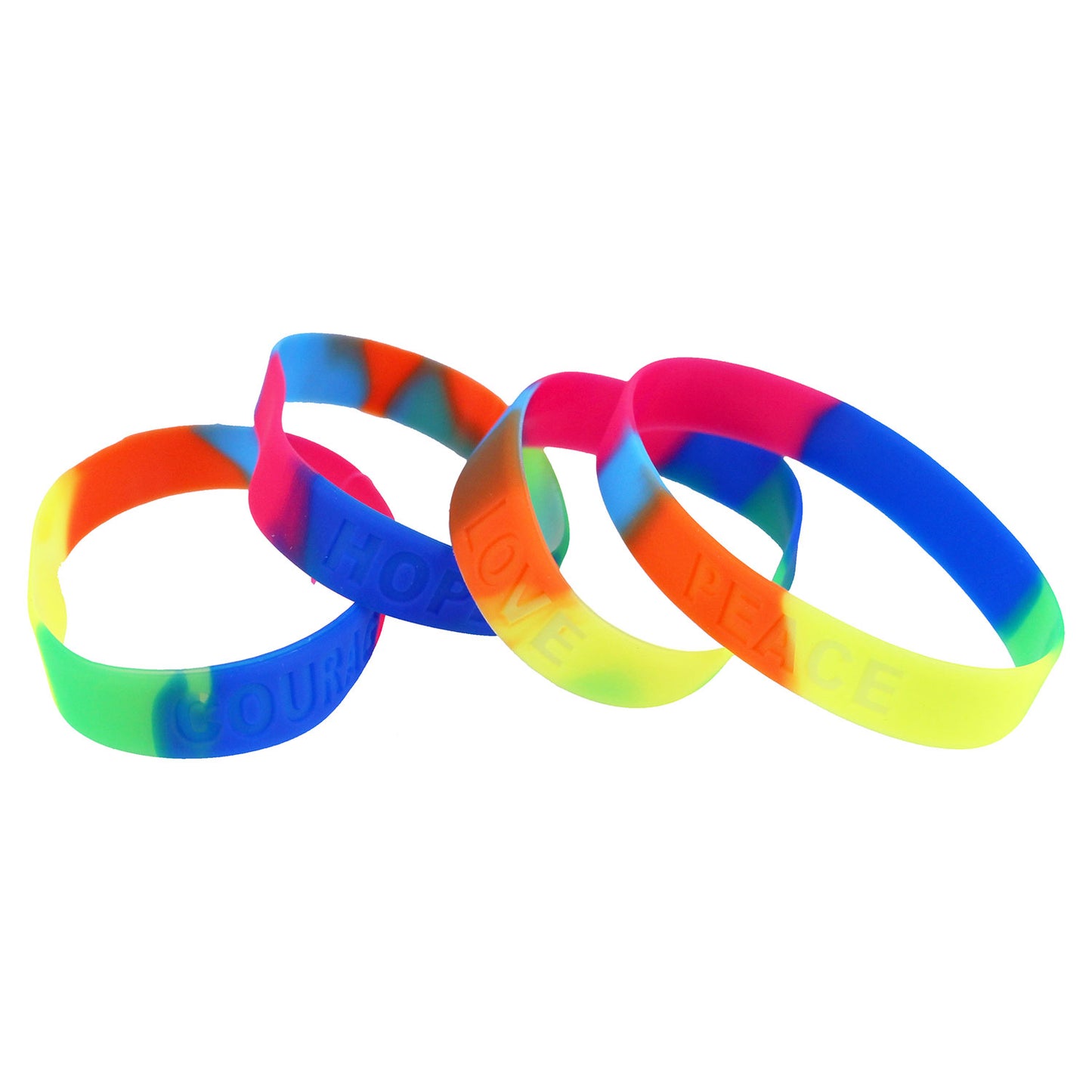 Rainbow Unity Rubber Bracelets - 12 Count