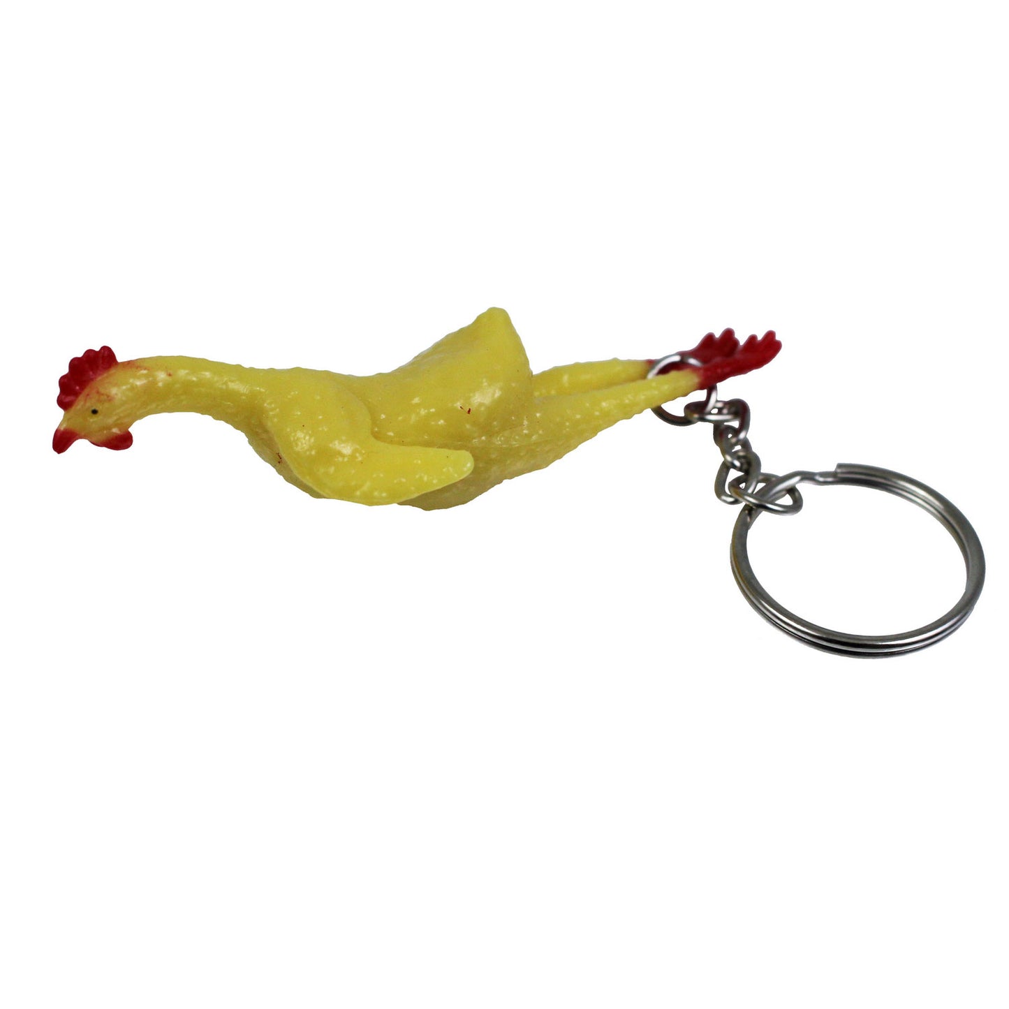 Stretch Rubber Chicken Keychains - 12 Count