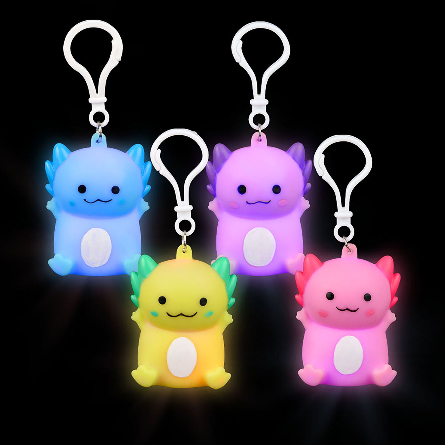 Light Up Axolotl Clip-on Keychain - 2 1/2 Inch - 12 Count