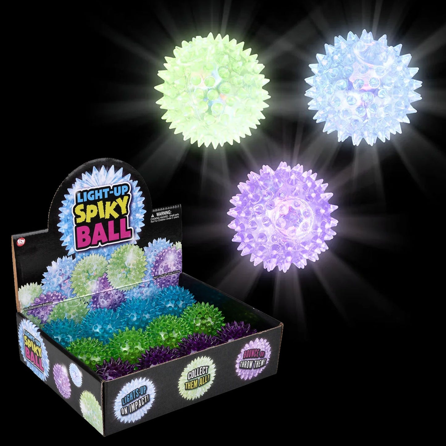 Squeaky Flashing Knobby Balls - 12 Count