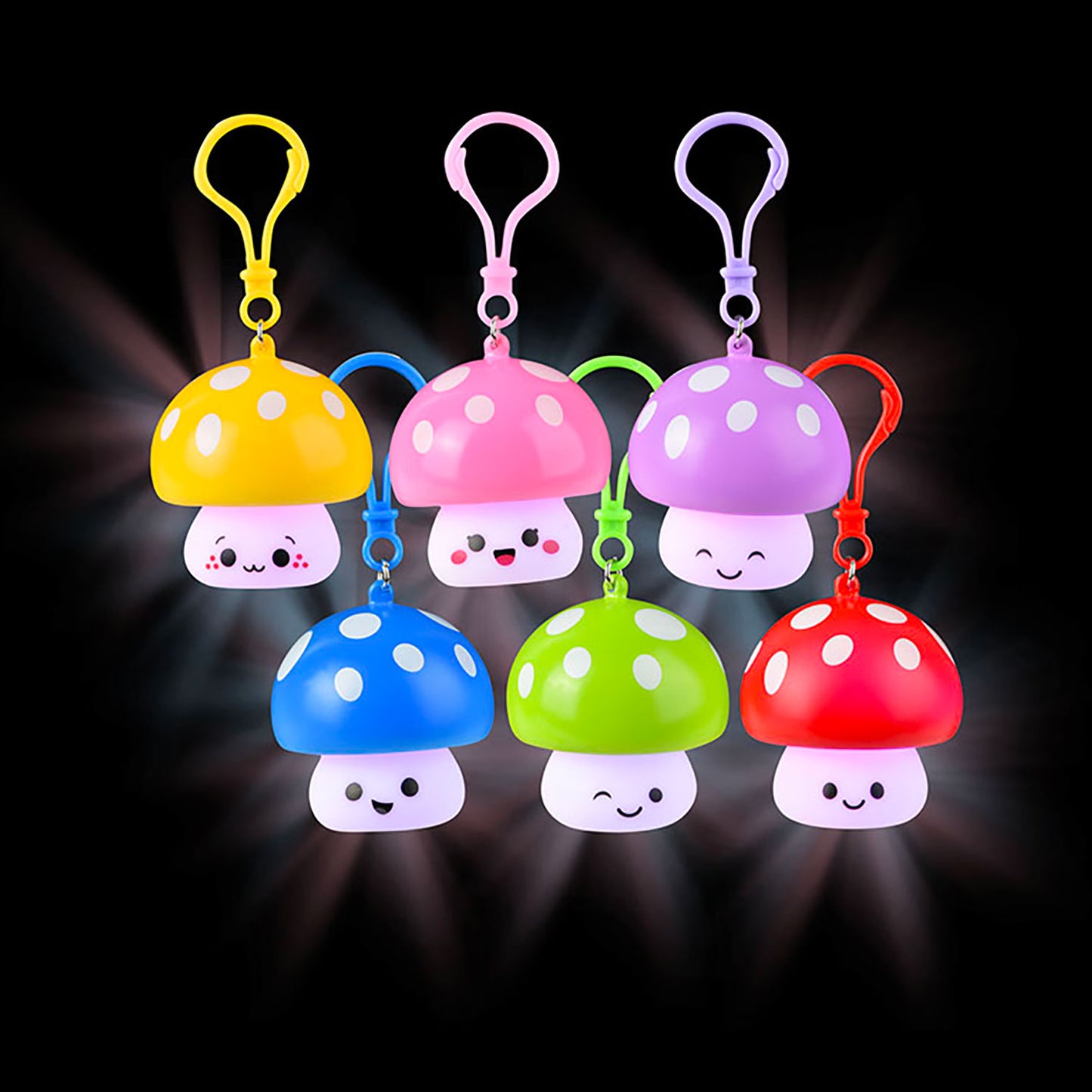 Light Up Mushroom Clip Ons - 12 Count