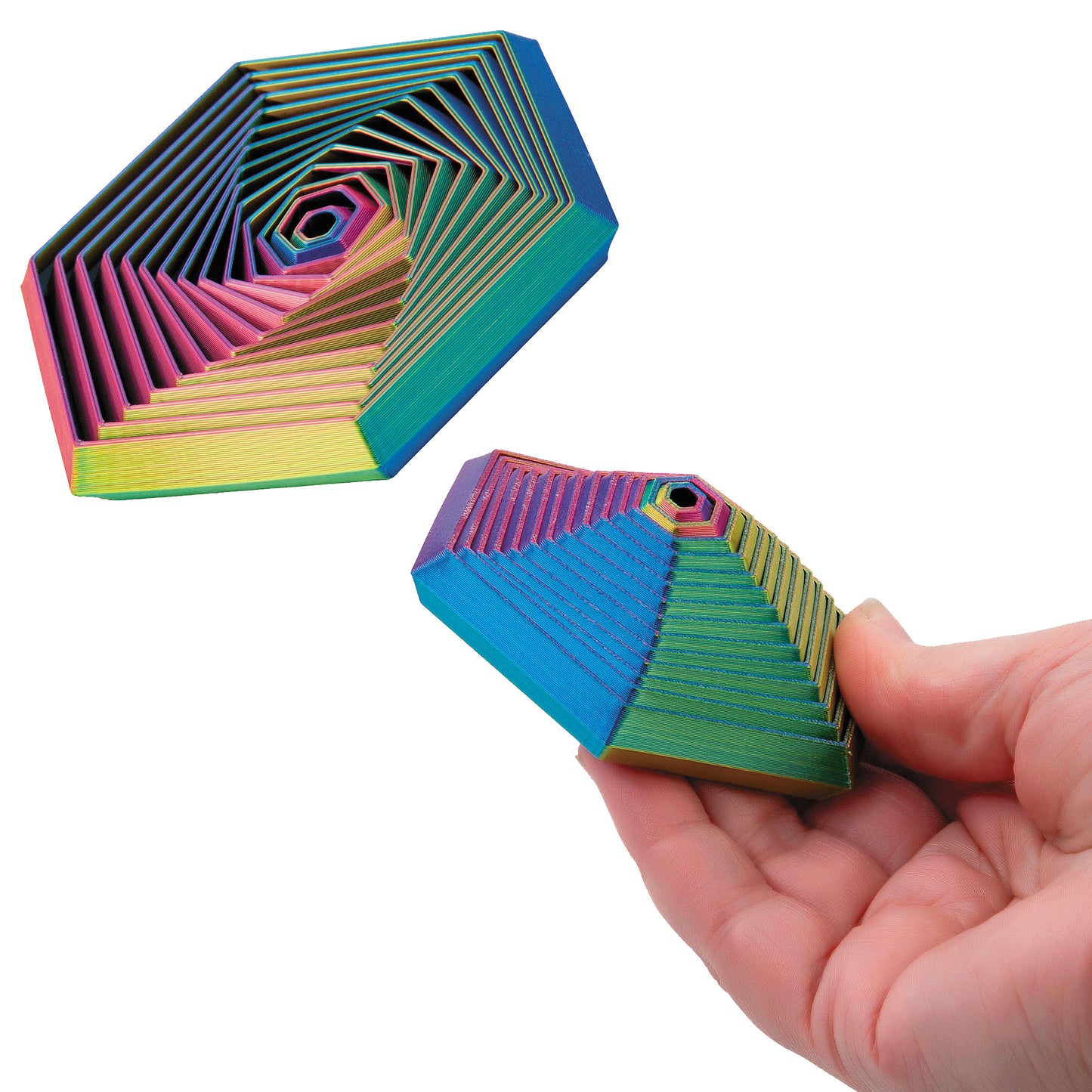 3D Printed Spiral Rainbow Fidget Toys - 6 Count
