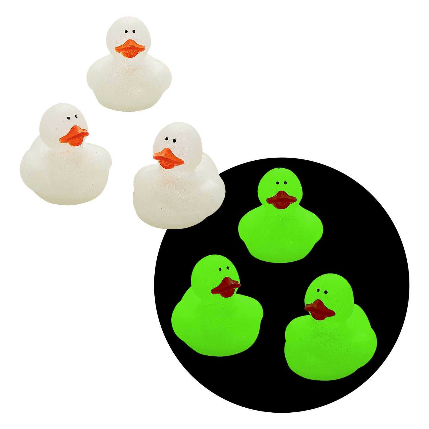 Glow In The Dark Rubber Ducks - 2 Inch - 12 Count