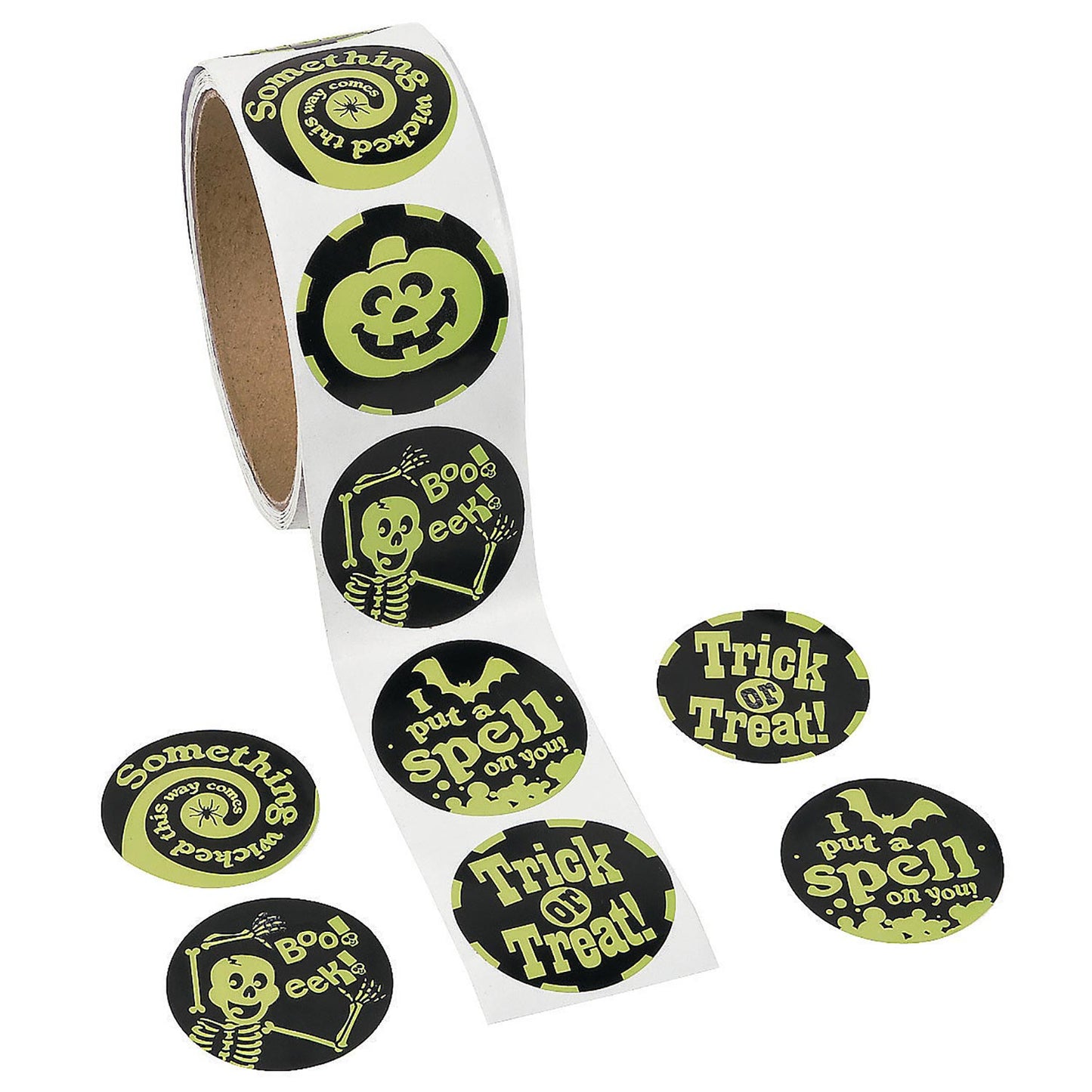 Glow In The Dark Halloween Stickers Roll - 100 Count