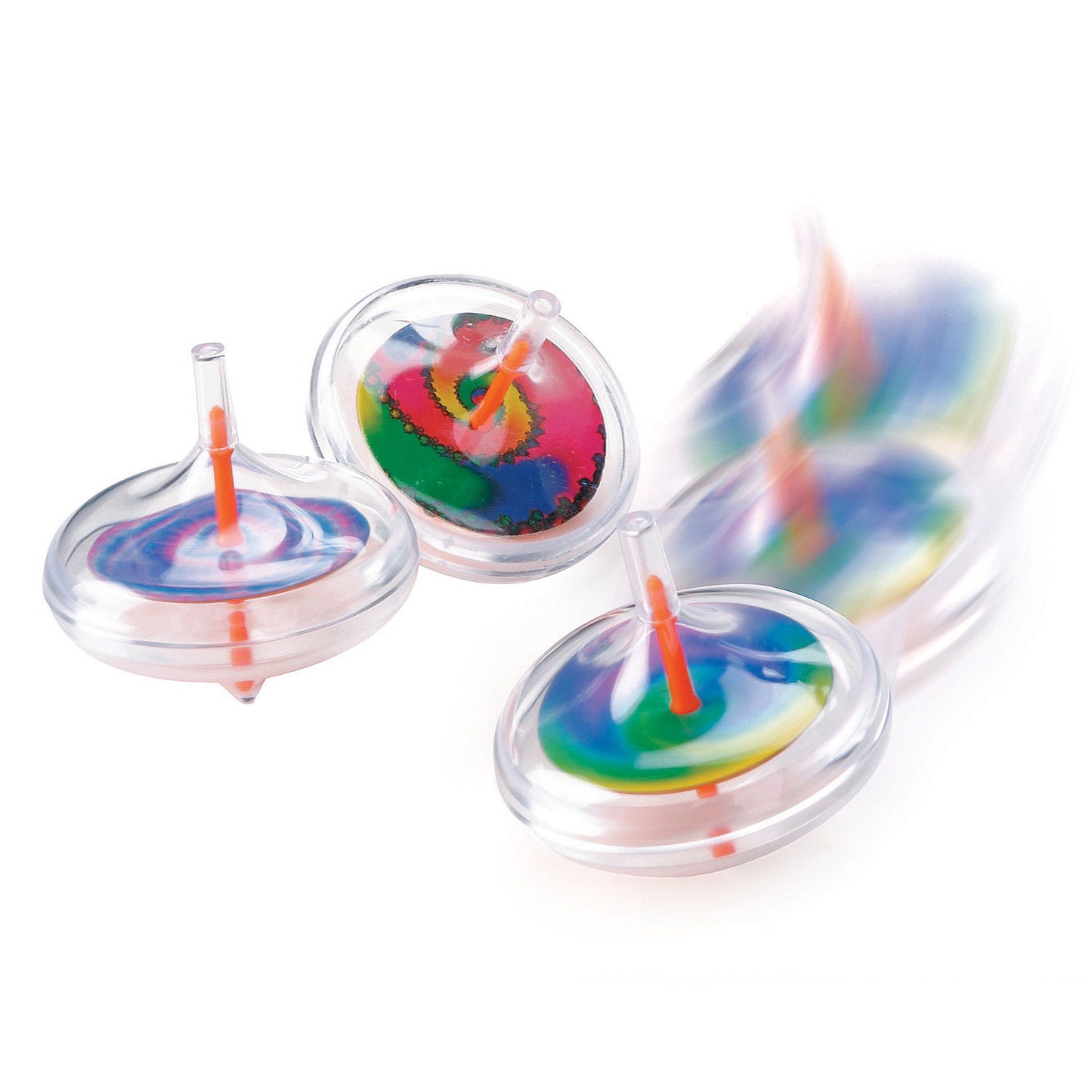 Plastic Swirl Spin Tops - 12 Count