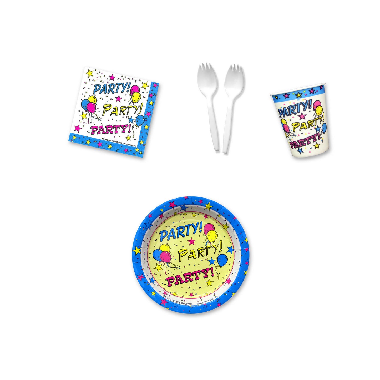 Star Party Place Setting Kit - 7 Inch Plates with Sporks