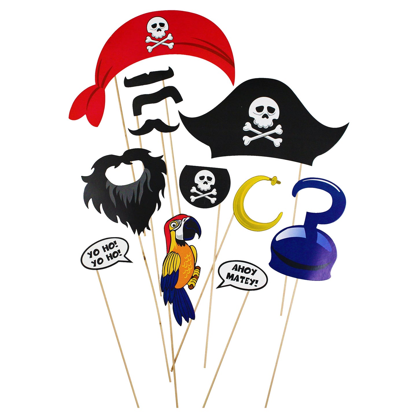 Photo Booth Stick Prop 12 Piece Set - Pirate