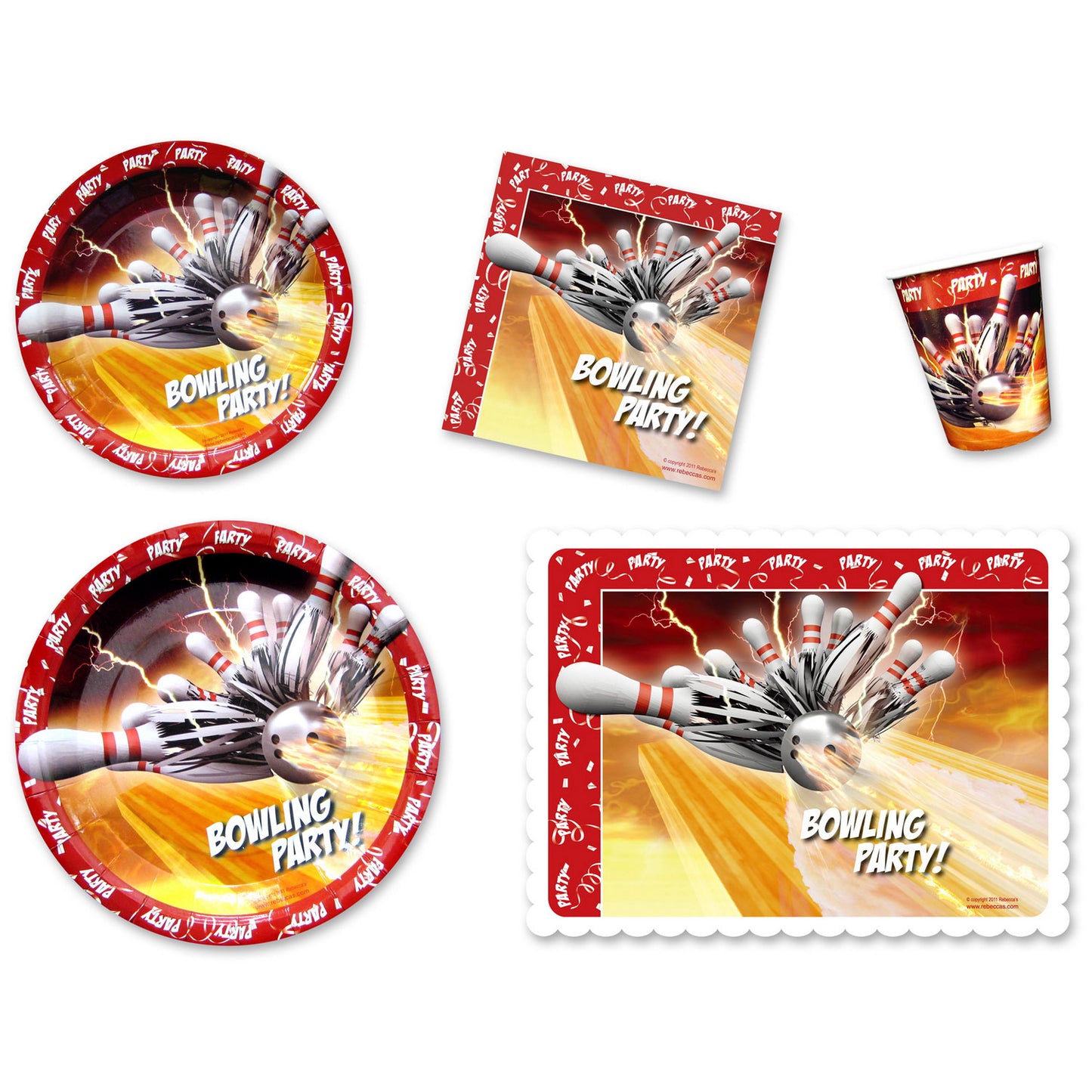 Bowling Thunder Party Place Setting Kit - 7 & 9 Inch Plates with Placemats