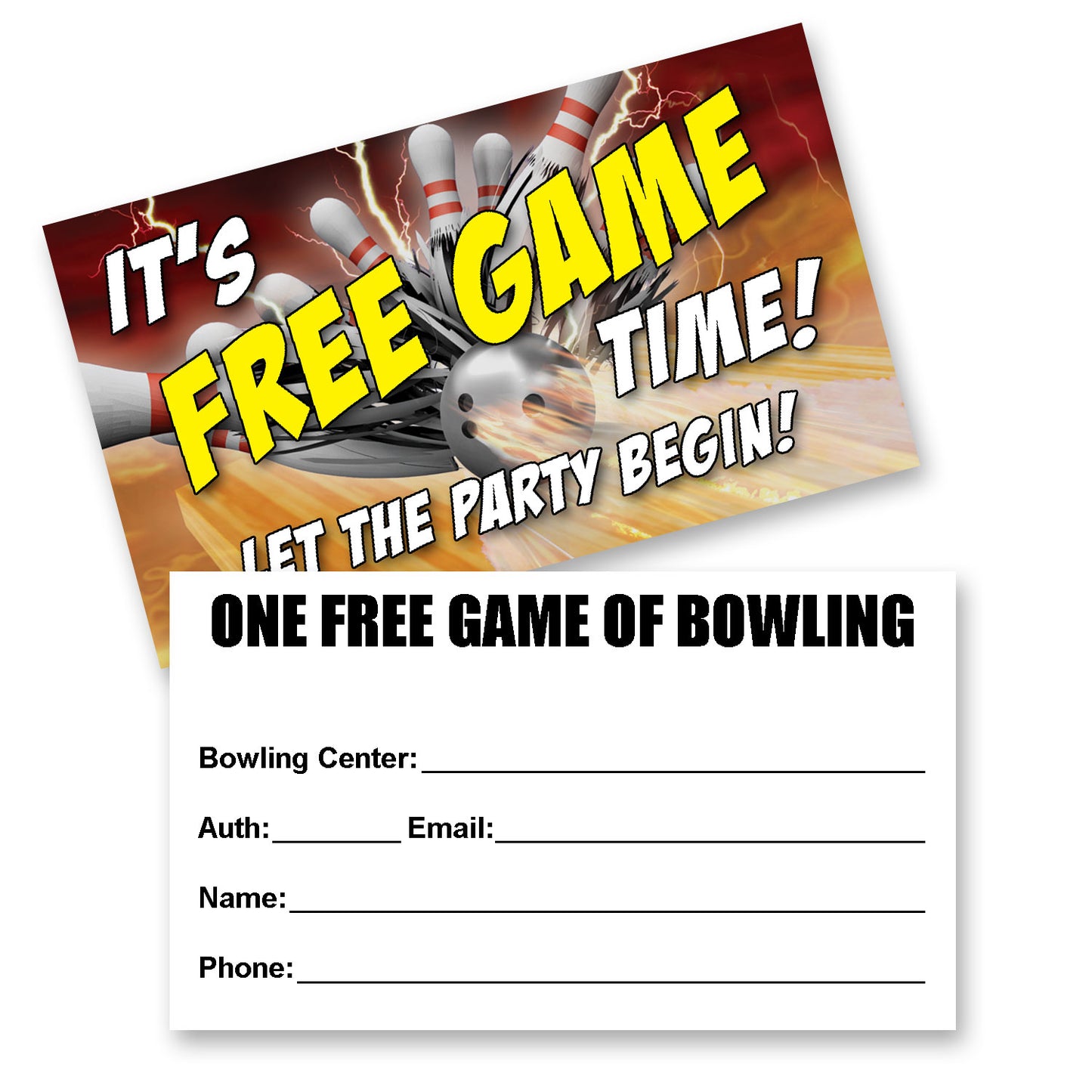 Bowling Thunder Themed Free Game Passes - 1,000 Count