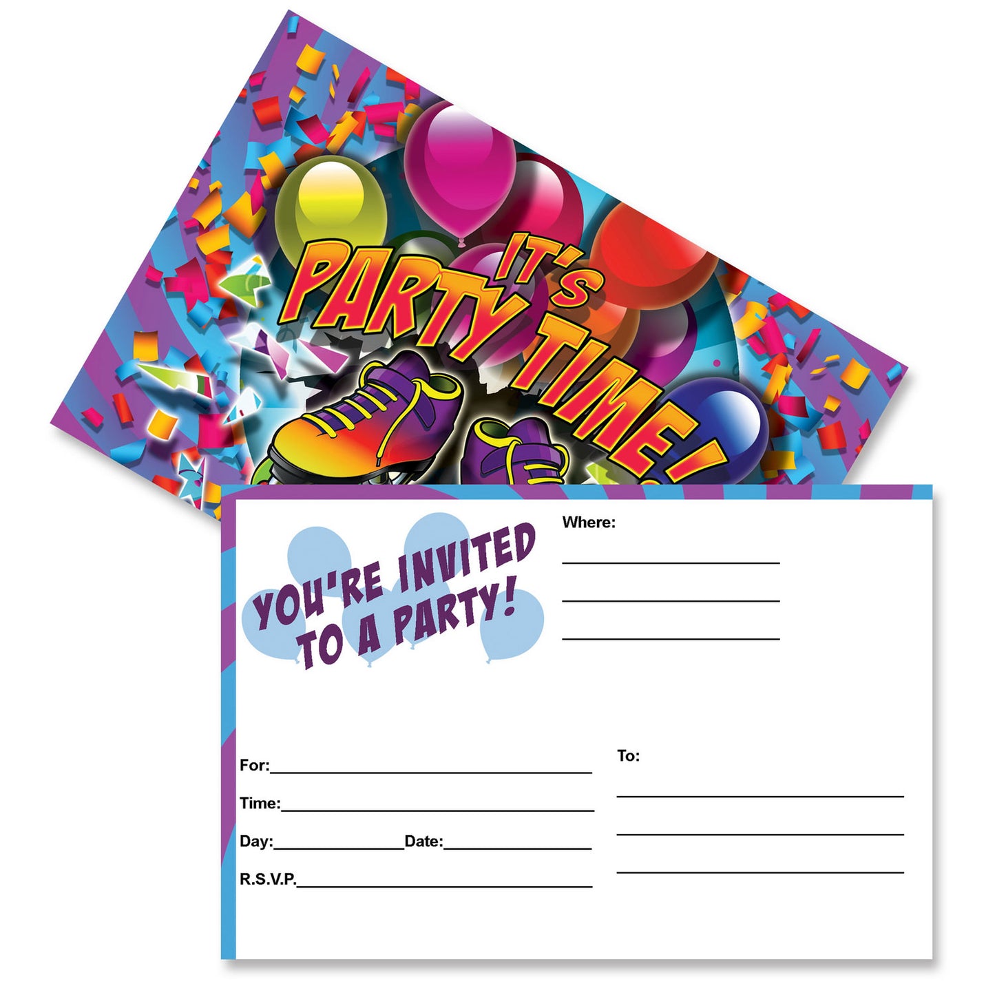 Party Time Skate Postcard Invitations - 1,000 Count
