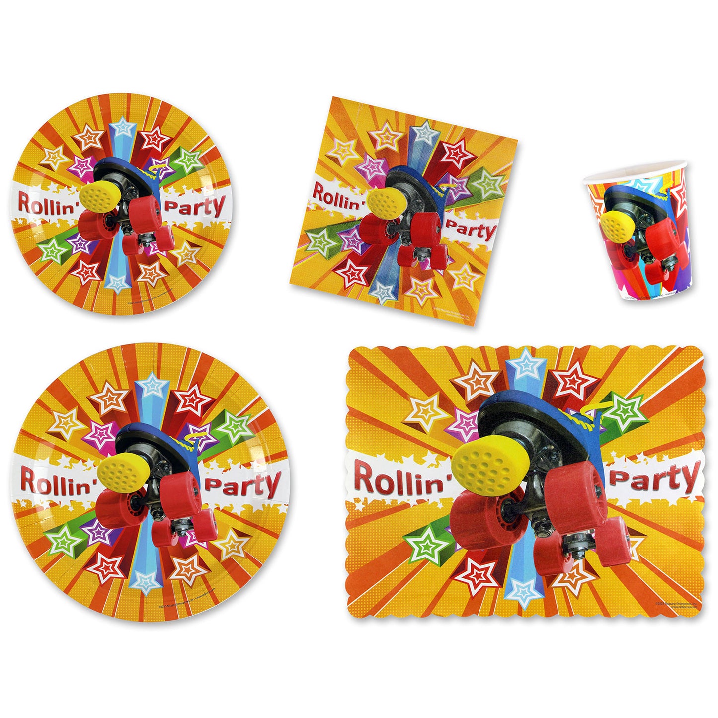 Rollin' Party Place Setting Kit - 7 & 9 Inch Plates with Placemats