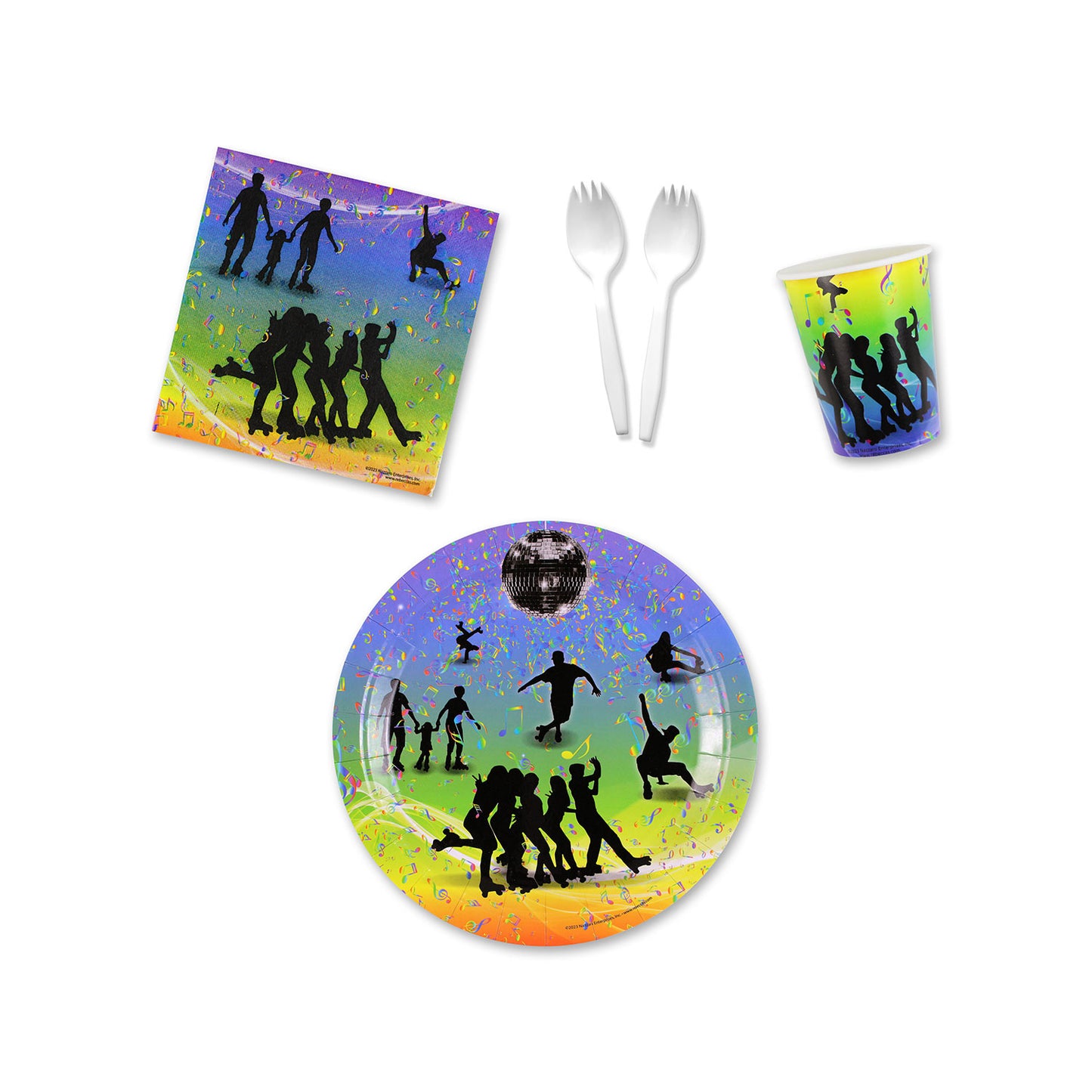 Rhythm'n Roll Place Setting Kit - 9 Inch Plates with Sporks