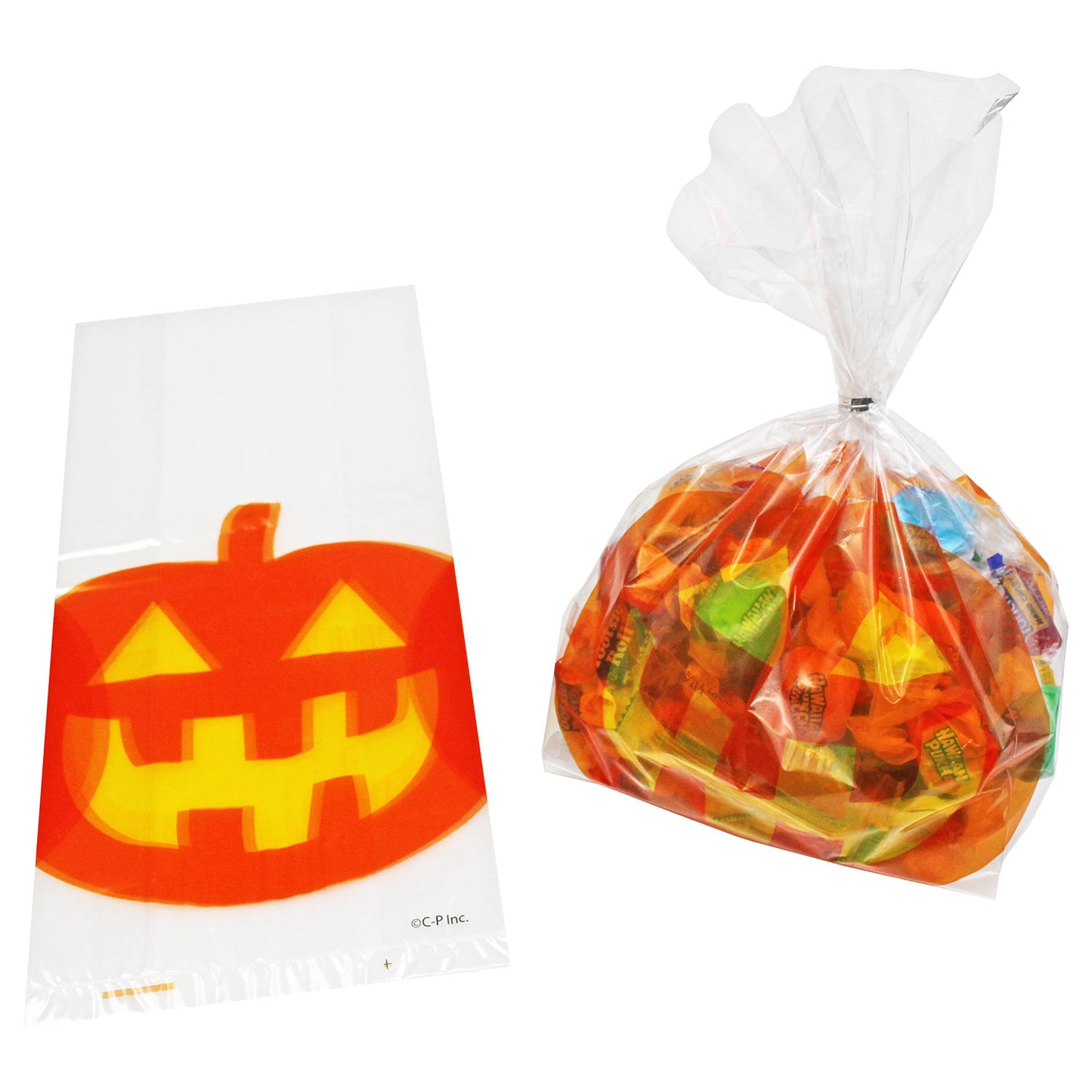 Jack-o-Lantern Cellophane Bags - 12 Count