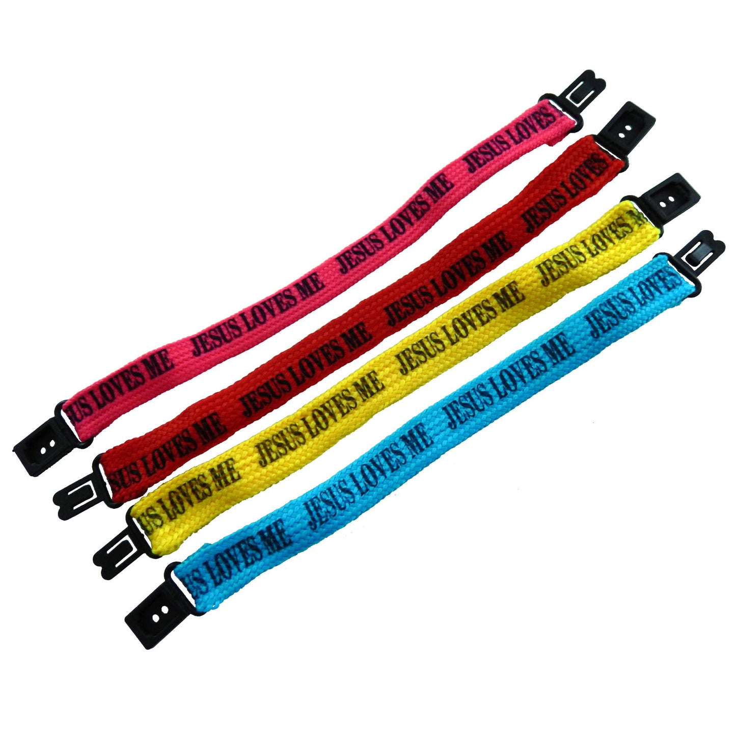 Jesus Loves Me Cloth Bracelets - 12 Count