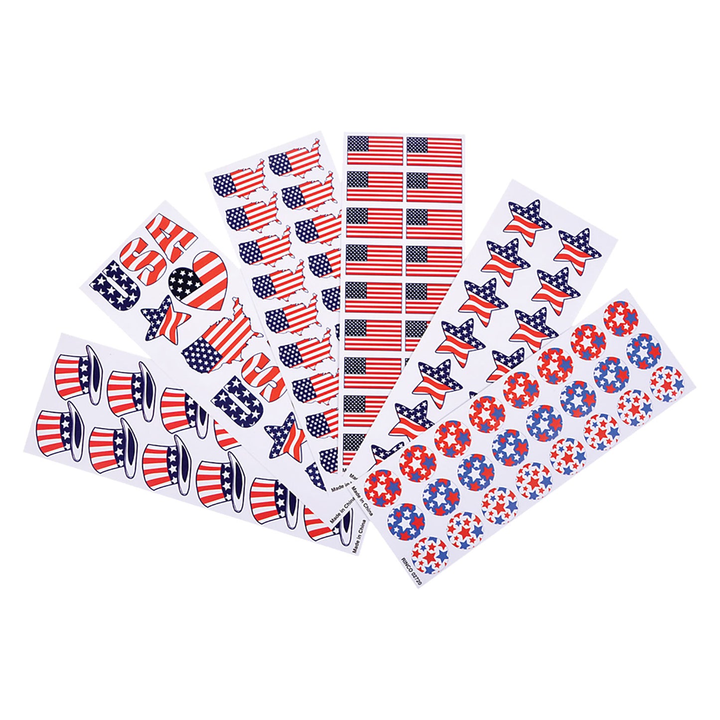 Patriotic Sticker Sheets - 100 Count