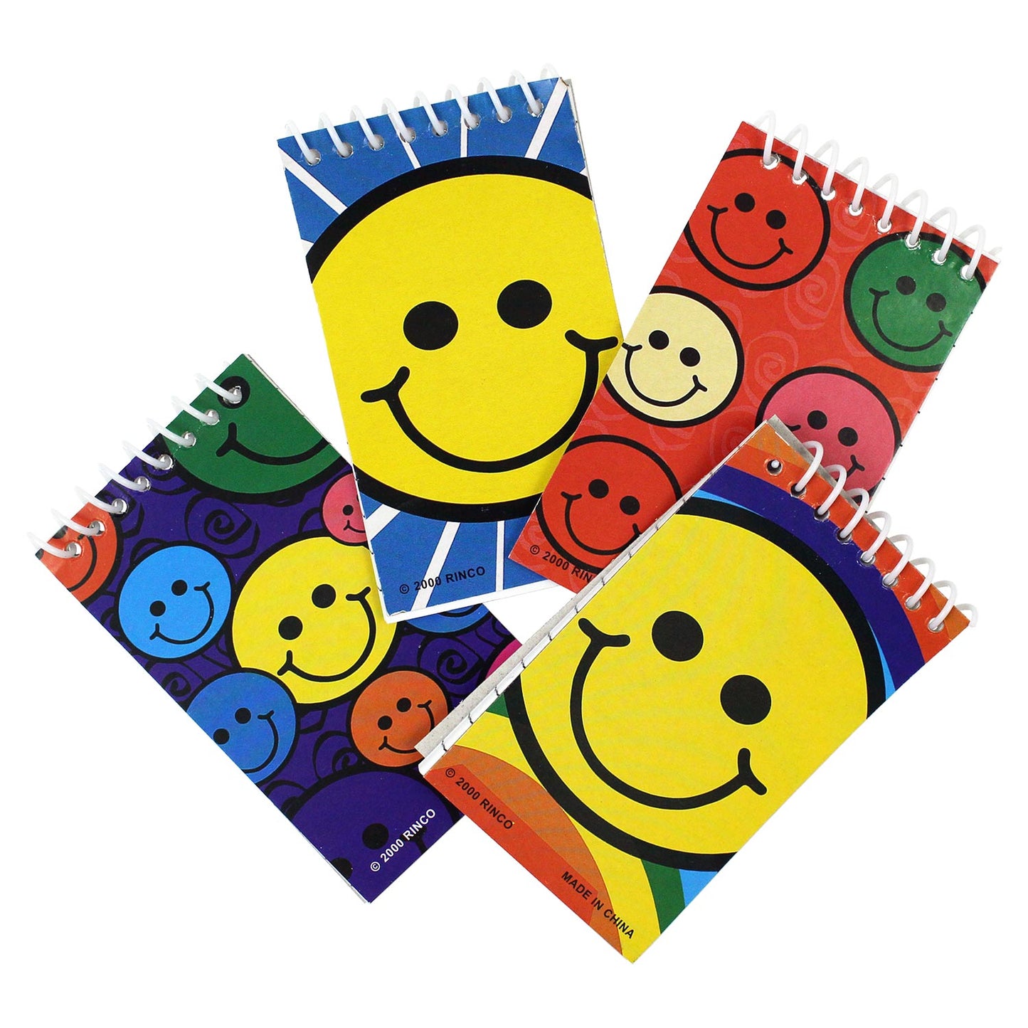 Smiley Face Mini Spiral Notepads - 12 Count