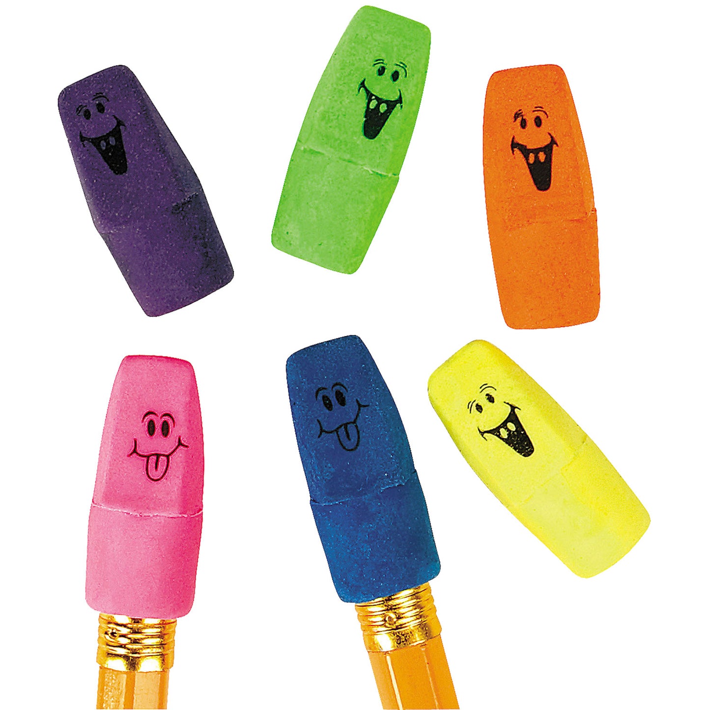 Funny Face Pencil Top Erasers - 144 Count