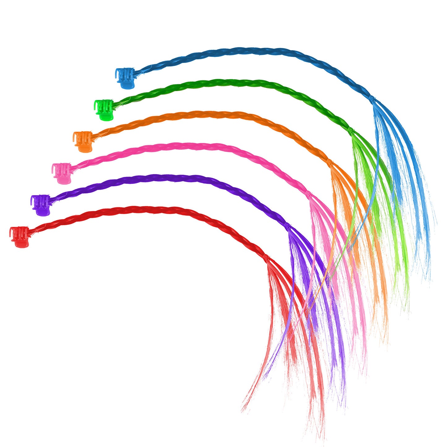 Neon Braided Hair Extensions - 12 Count