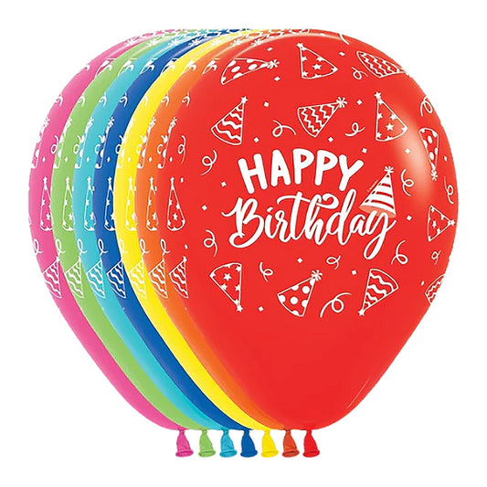 Assorted Birthday Hat Balloons - 11 Inch - 50 Count