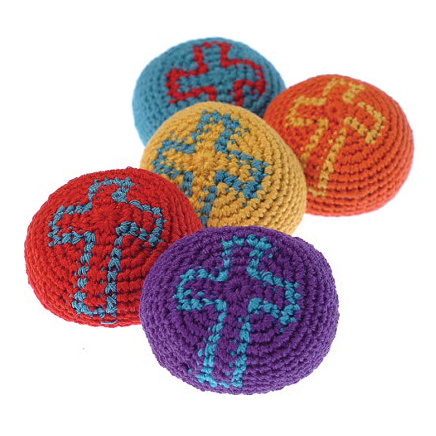 Crochet Cross Designed Footbags - 12 Count