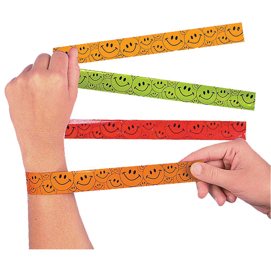 Smiley Face Slap Bracelets - 12 Count