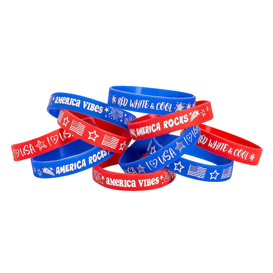 Patriotic Sayings Rubber Bracelets - 100 Count