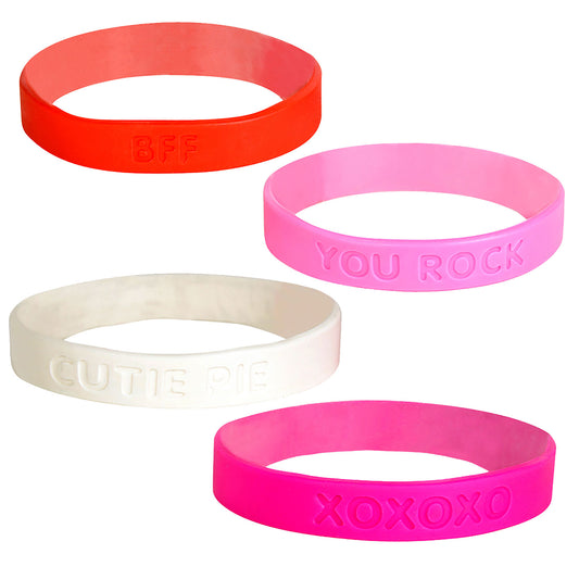 Valentine Rubber Bracelets - 24 Count