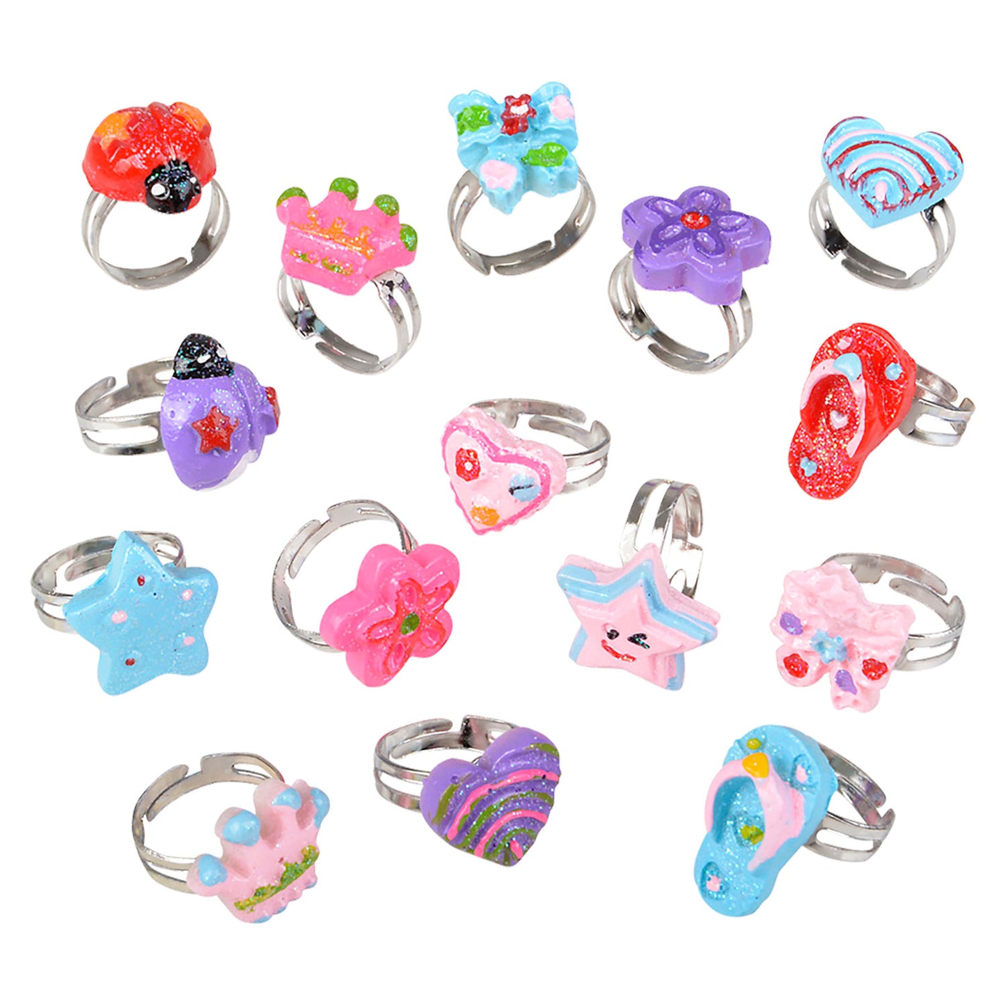 Glitter Girls Rings - 72 Count