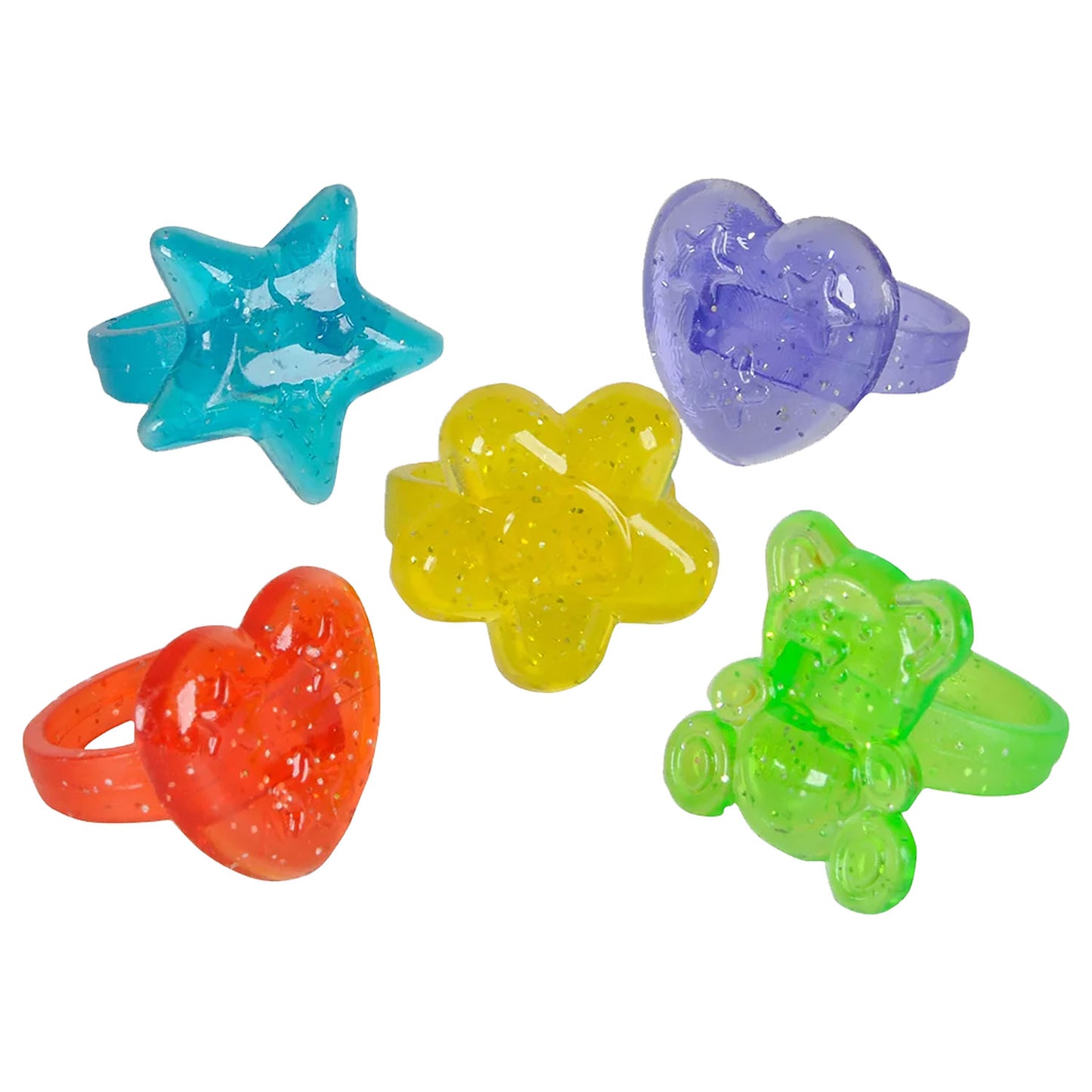 Shape Glitter Rings - 144 Count