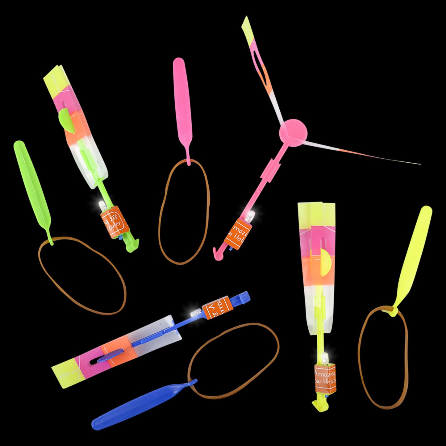 Light Up Slingshot Helicopters - 12 Count