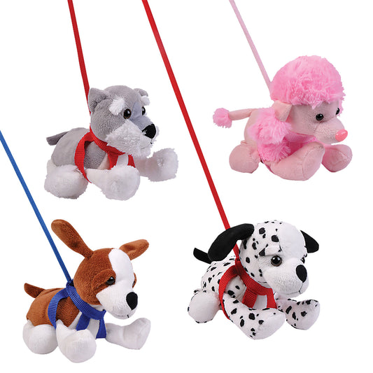 Plush Dog on a Leash - 7 Inch - Assorted Colors