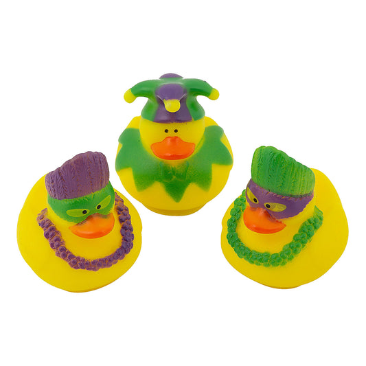 Mardi Gras Rubber Ducks - 2 1/2 Inch - 12 Count