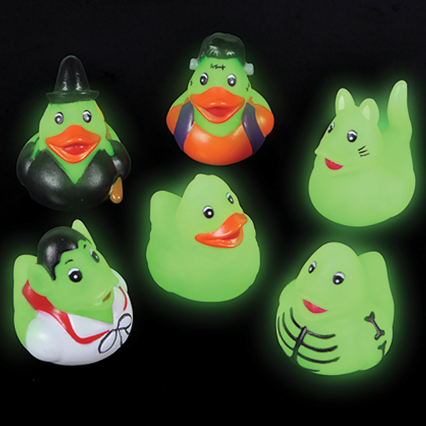 Mini Glow In The Dark Halloween Duckies - 1 3/4 Inch - 24 Count