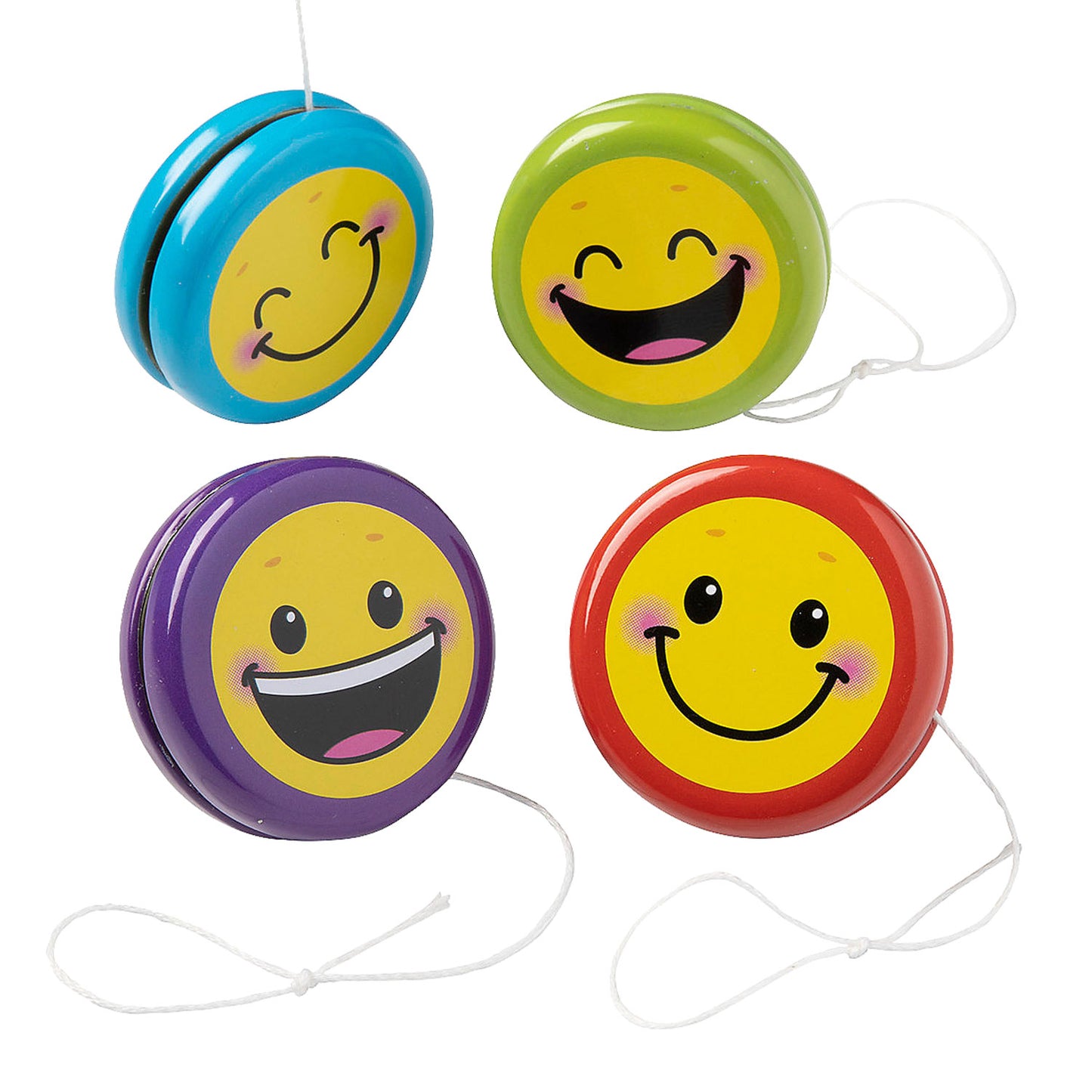 Metal Smiley Face Yo-yos - 12 Count