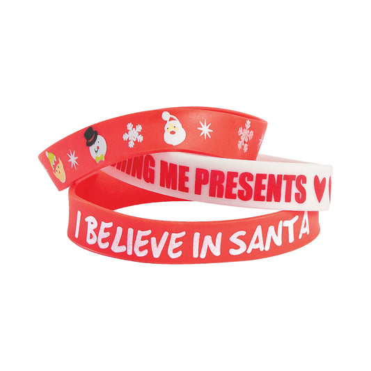 Christmas Rubber Bracelets - 12 Count