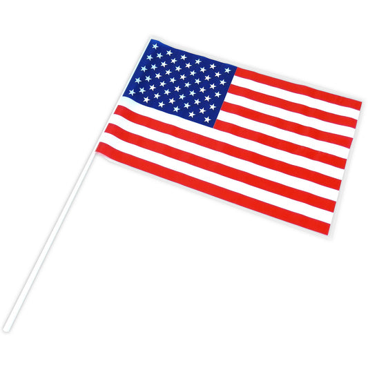 American Flags - Plastic -12 Inch x 18 Inch - 12 Count