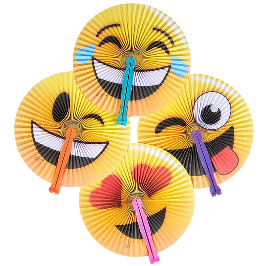 Emoji Folding Fans - 12 Count