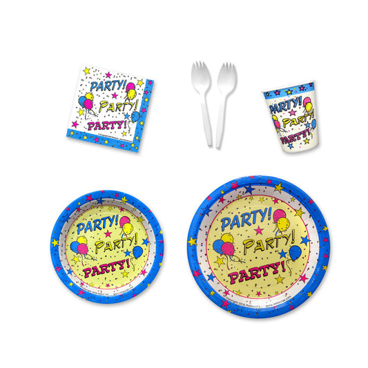 Star Party Place Setting Kit - 7 & 9 Inch Plates with Sporks