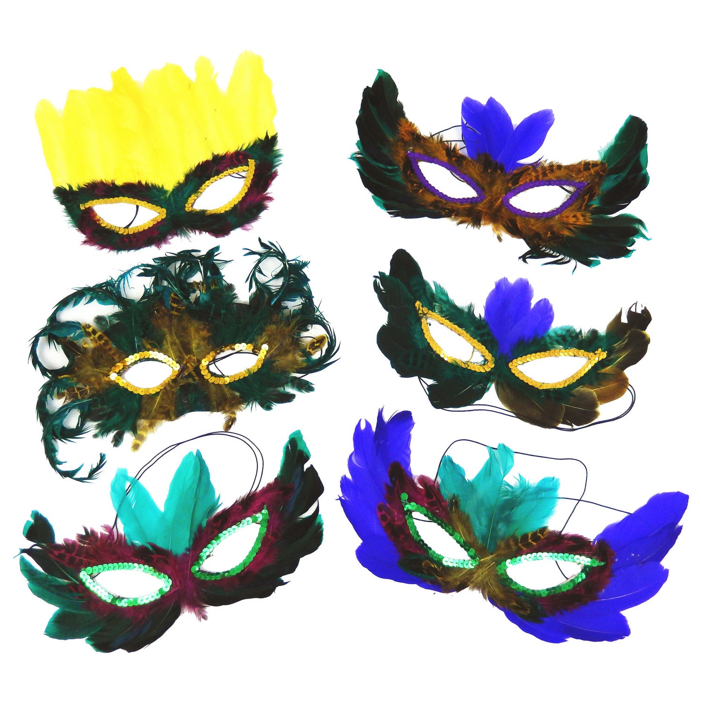 Feathered Mardi Gras Mask - Assorted