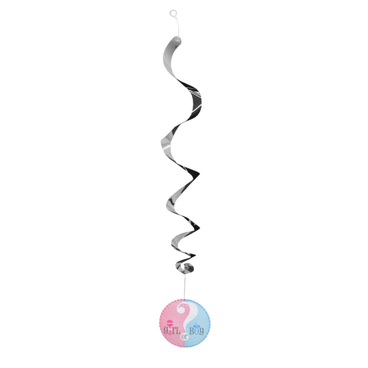 Gender Reveal Hanging Swirls - 3 Count