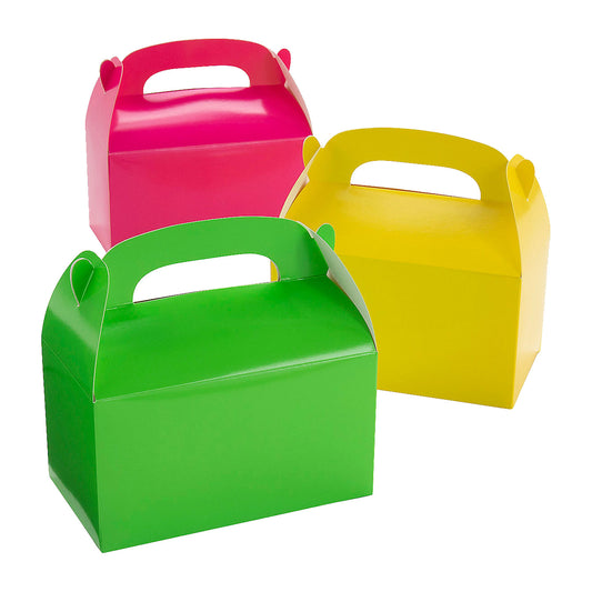 Assorted Neon Treat Boxes - 12 Count