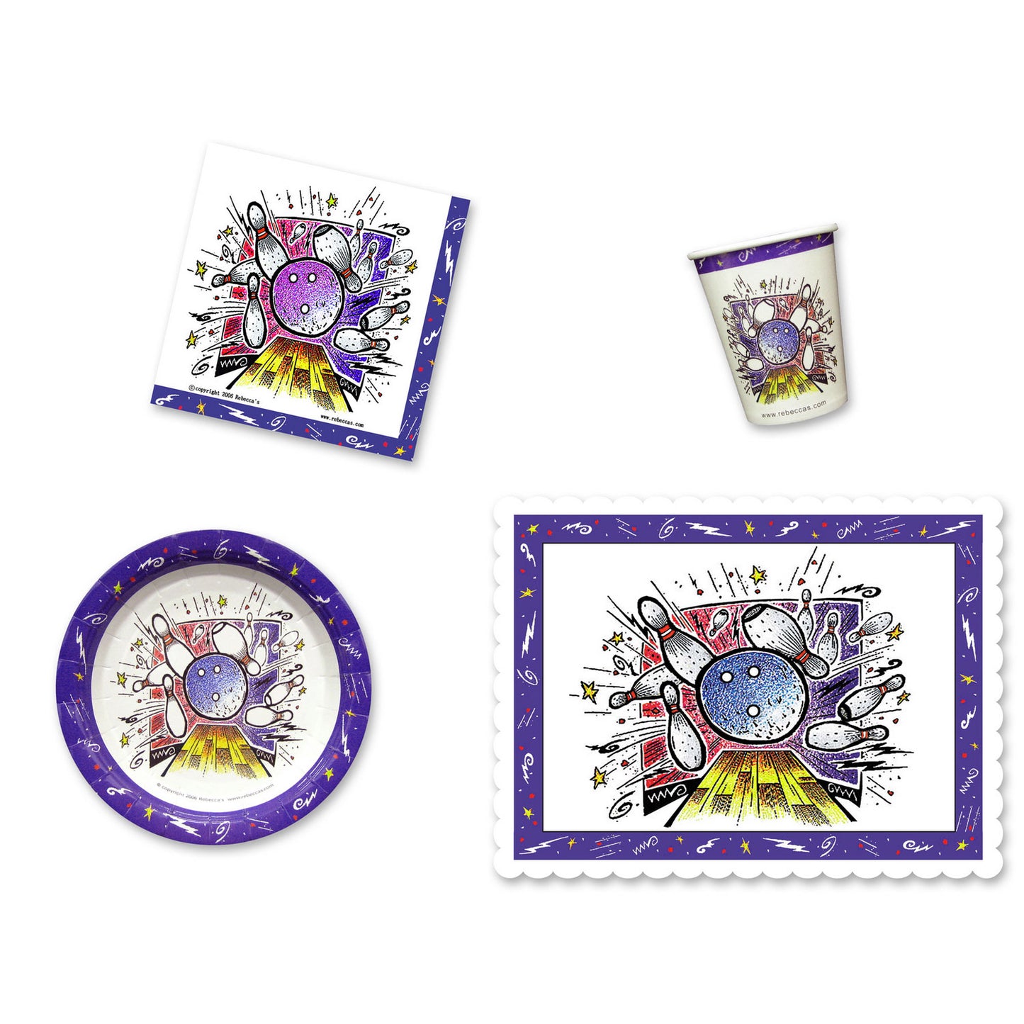 Smash Bowl Party Place Setting Kit - 7 Inch Plates with Placemats