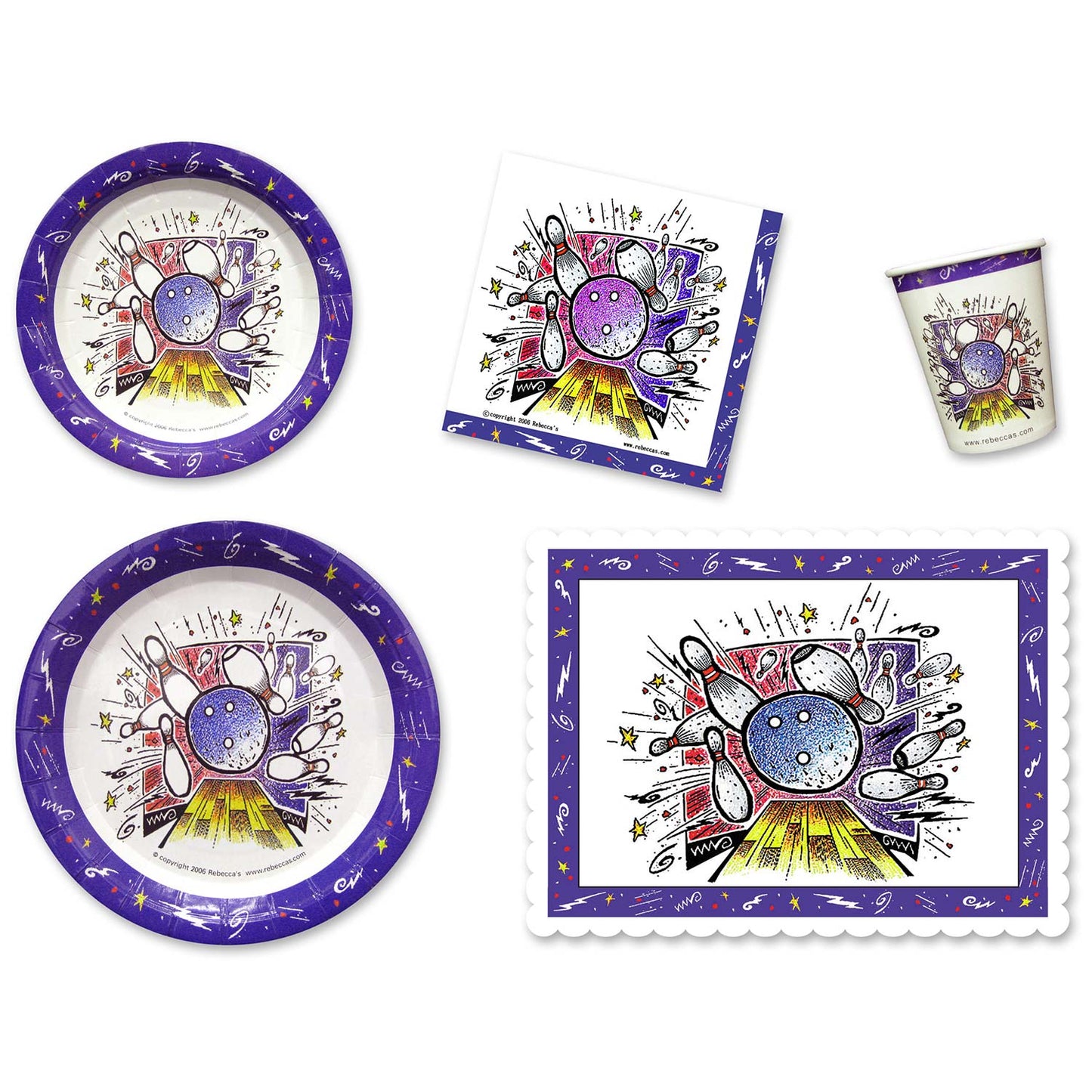 Smash Bowl Party Place Setting Kit - 7 & 9 Inch Plates with Placemats