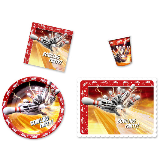Bowling Thunder Party Place Setting Kit - 9 Inch Plates with Placemats
