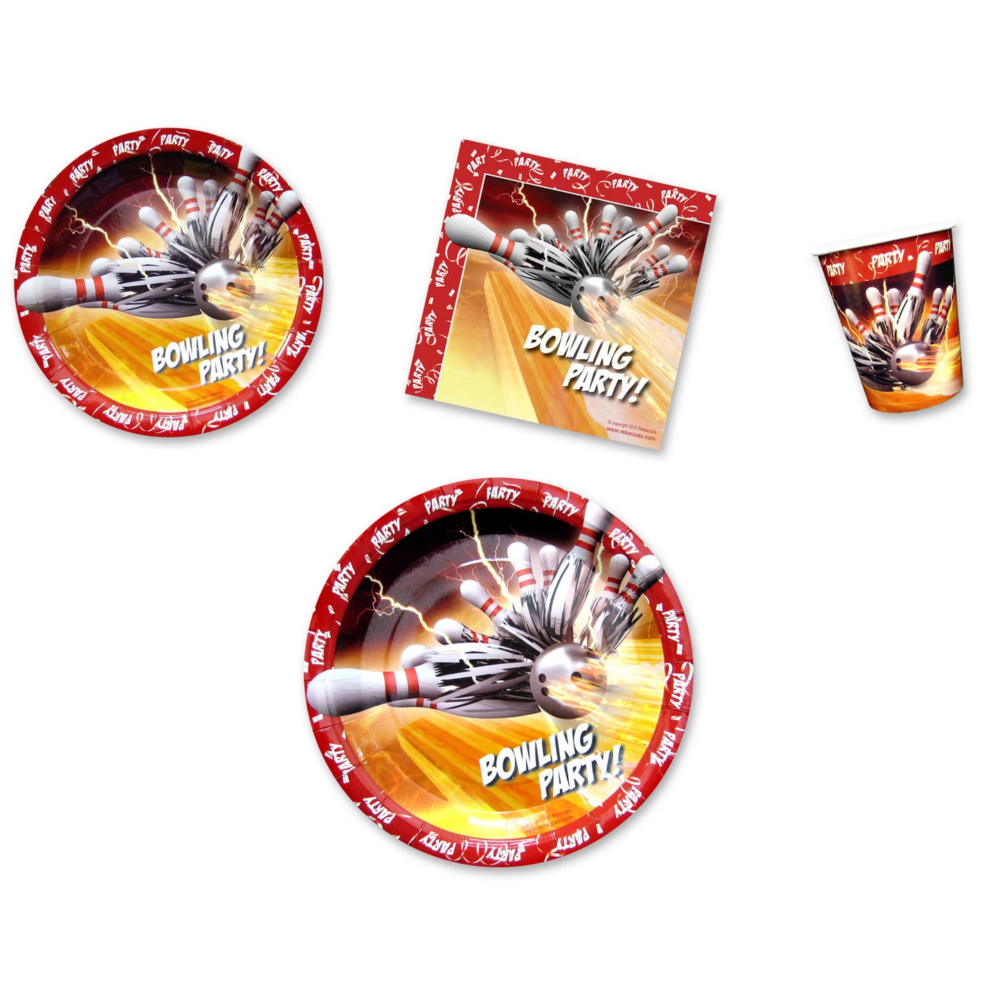 Bowling Thunder Party Place Setting Kit - 7 & 9 Inch Plates