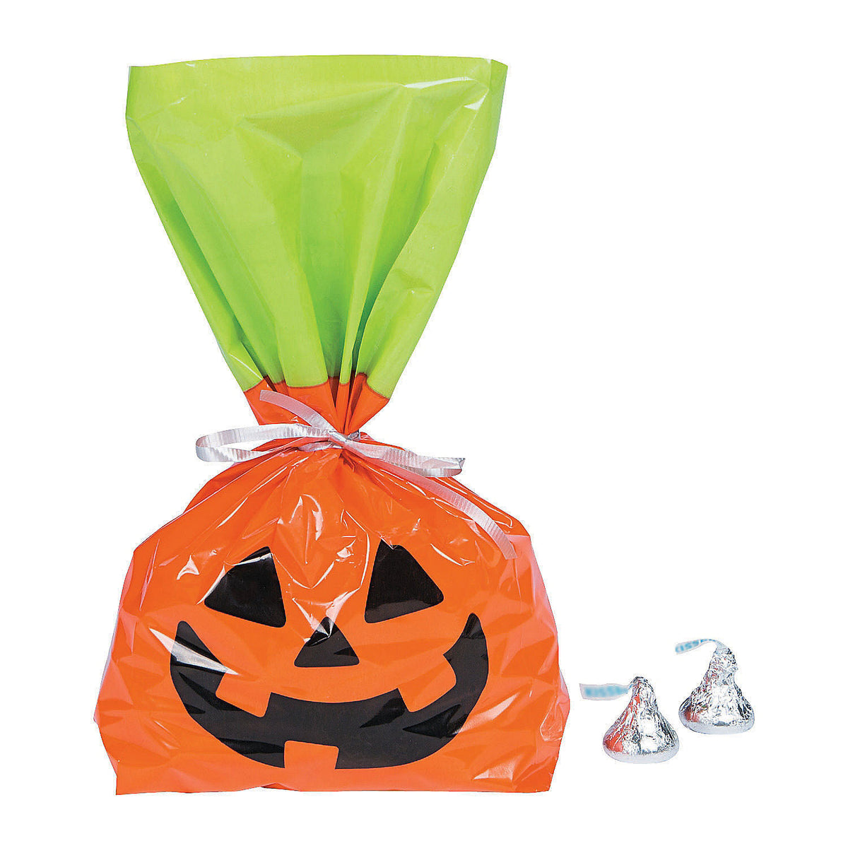 Jack-O'-Lantern Bulk Cellophane Bags - 50 Count