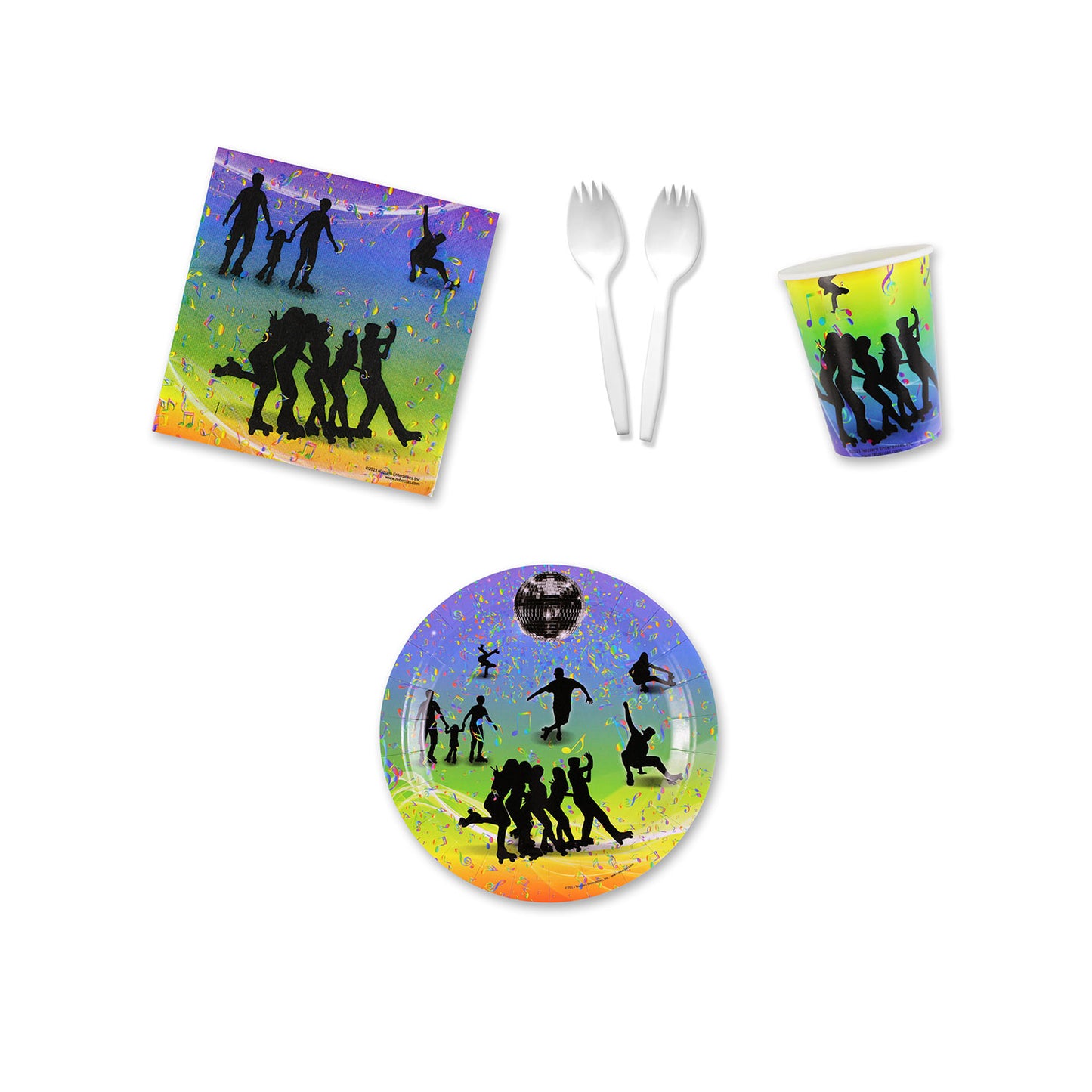 Rhythm'n Roll Place Setting Kit - 7 Inch Plates with Sporks