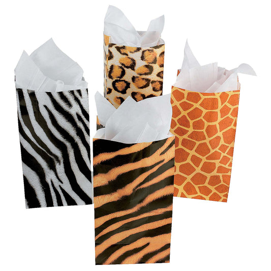 Animal Print Paper Treat Bags - 12 Count