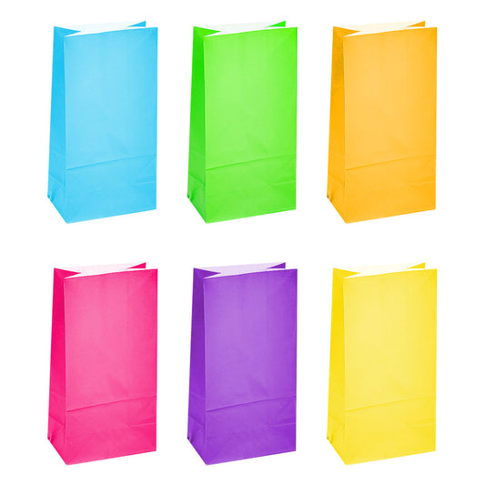 Bright Neon Paper Treat Bags - 12 Count